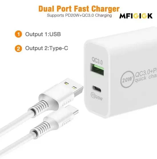 CARGADOR 2 EN 1 PARA TELEFONO 